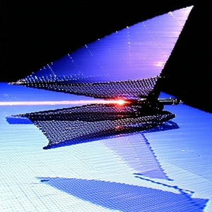 A Blue Sailboat Is Shown In A Computer-generated Image