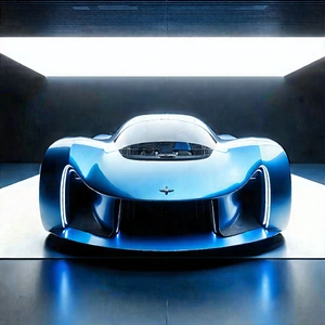 Tech Minimalist Design: Automotive Technology In Tech Office With Sleek Blue