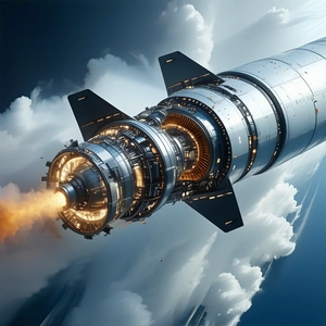 A Rocket Is Shown In A Close-up View, With Its Engine And Other Components Visible