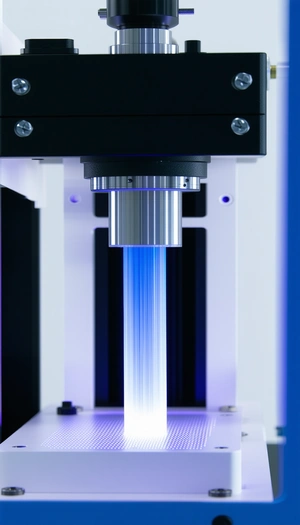 A Blue Light Is Shining Through A Glass Tube, Creating A Striking Visual Effect