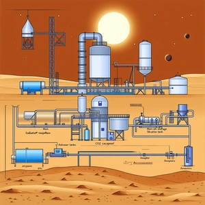 The Image Is A Cartoon Drawing Of A Factory With A Large Sun In The Background