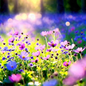 Nature Watercolor Painting: Wildflowers In Sunlit Clearing With Beautiful Field