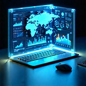 Financial Technology In Tech Office With Laptop Computer
