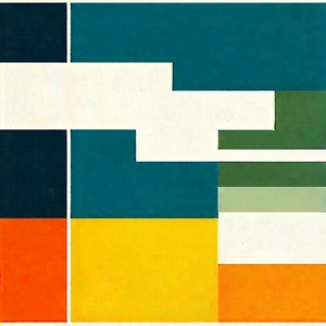Abstract Linocut Print: (minimalist:1.15) arrangement with color block