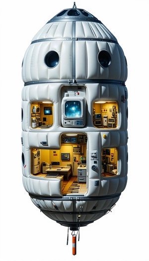 A Large White Inflatable Structure Is Filled With Various Electronic Equipment And Appliances