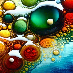 Abstract Encaustic Painting: Macro View Of Chemical Reaction With Painting Colorful,