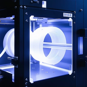 A Machine Is Shown In The Image, With A Large Plastic Tube Inside Of It