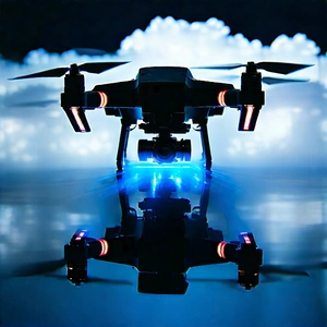 Drone With Streaming Content With Black Blue