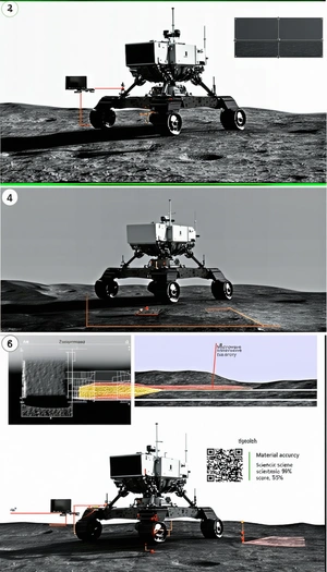 The Image Is A Split-screen Display Of A Rover On The Moon