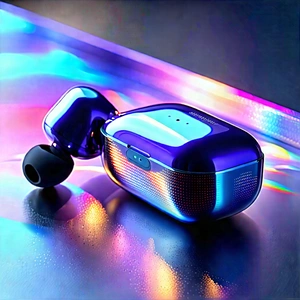 Wireless Earbuds With Digital Artwork With Pair Blue