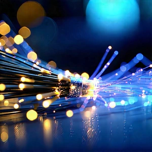 Close-up Of Fiber Optic Cables With Close-up Blue