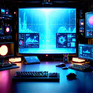 Futuristic digital workspace