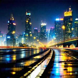 Urban Professional Photography: Cityscape Of Modern Metropolis During Night With Captures Beautiful