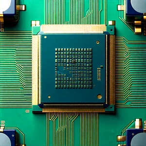Tech Gouache Painting: Close-up of microprocessor