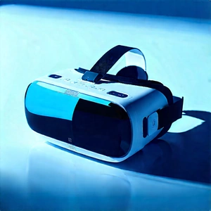 Vr Headset With Streaming Content With White Blue