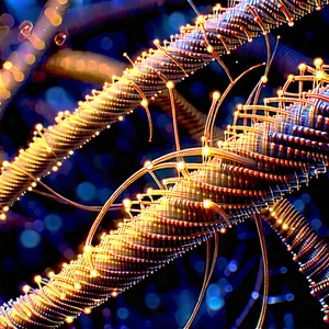 Close-up of fiber optic cables