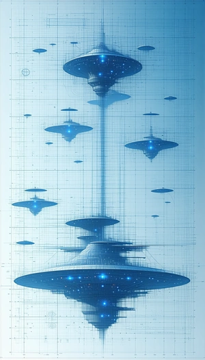 futuristic cityscape depicted image