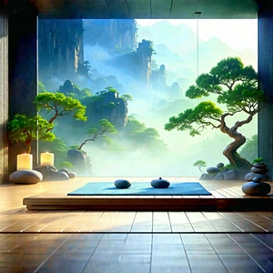 Lifestyle Graphic Design: Wellness Scene With Meditation Space With Image, There