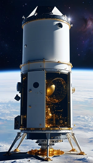 A Space Shuttle With A Large Dome On Top, Floating In The Sky