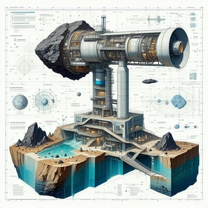 A Large, Futuristic Building Is Depicted In A Detailed Drawing