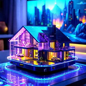 Smart home (device:1.45) with (digital:1.4) artwork