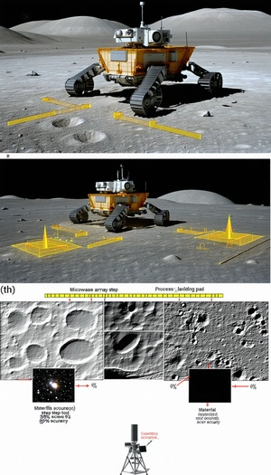 The Image Is A Split-screen Display Of A Robotic Vehicle On A Lunar Surface