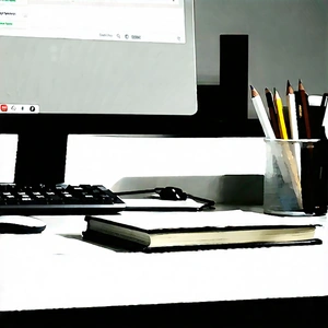 Business Digital Art: Workplace with modern office supplies on desk