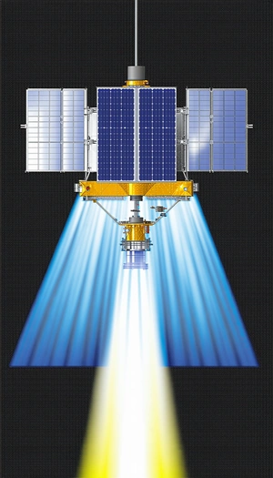 A Spacecraft Is Shown In A Close-up View, With Its Solar Panels Fully Extended