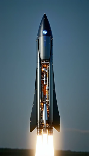 A Rocket Ship Is Shown In A Close-up View, With Its Engine And Fuel System Visible