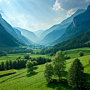 Nature Tilt-shift Photography: Valley During Midday With Beautiful Mountain