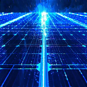 Solar Panel With Blue Light Glow With Blue Solar