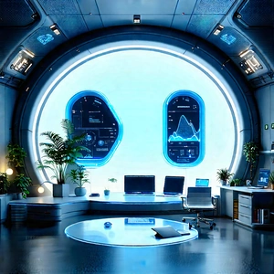 Futuristic Tech Startup Office With Futuristic Office