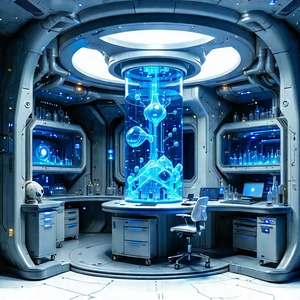 Futuristic Research Laboratory With Futuristic Setting,