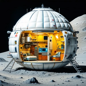 A Small, White, Round Spacecraft With A Dome-shaped Top