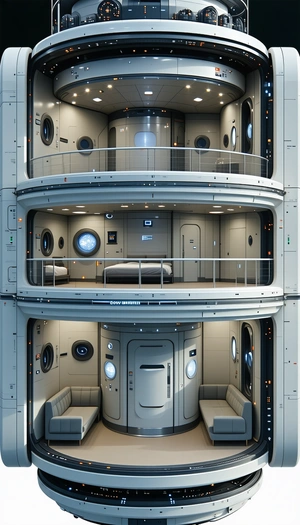 A Futuristic Space Station With A Large, Open Living Area