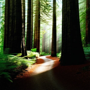 Nature Stock Photography: Path Through Redwood (forest:1.14) With Pathway Seen