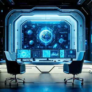 Futuristic Tech Startup Office With Image, There