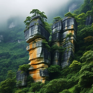 Nature Editorial Photography: Rock formation in rainy season