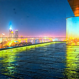 Urban Octane Render: Observation deck with (city:1.36) lights