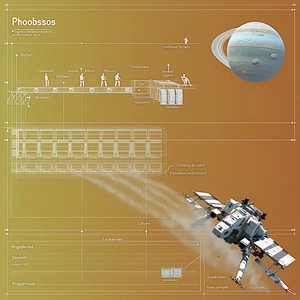 A Spacecraft Is Shown In A Drawing, With A Large Space Station In The Background