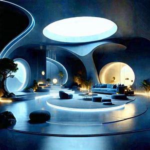 Futuristic Smart Home With Large, Modern,