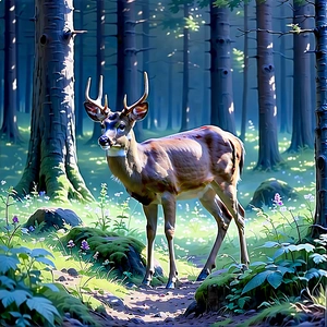 Nature Pastel Drawing: Deer In (forest:1.39) Environment With Deer Standing