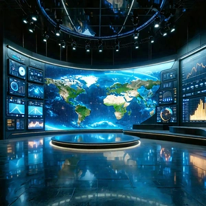 Tech Matte Painting: Entertainment Technology In Research Center With Large, Round