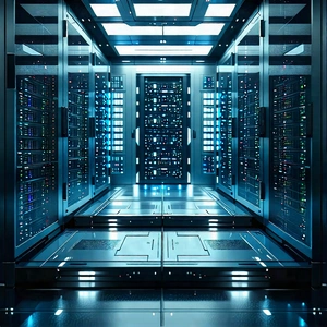 Tech Geometric Design: Futuristic server room