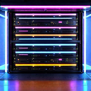 Server Rack With Neon Accents With Large
