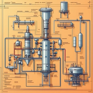 The Image Is A Detailed Drawing Of A Large Industrial Plant, Likely A Refinery Or A Chemical Plant