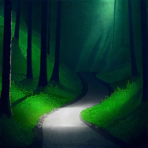 Nature Concept Art: Path Through Dense Forest With Digital Painting
