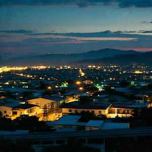 Urban Matte Painting: Cityscape of small town during night
