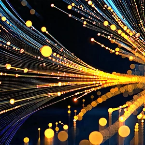 Close-up Of Fiber Optic Cables With Brightly Lit,