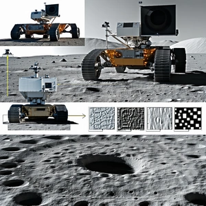 The Image Is A Collage Of Various Pictures Of A Robotic Vehicle On The Moon